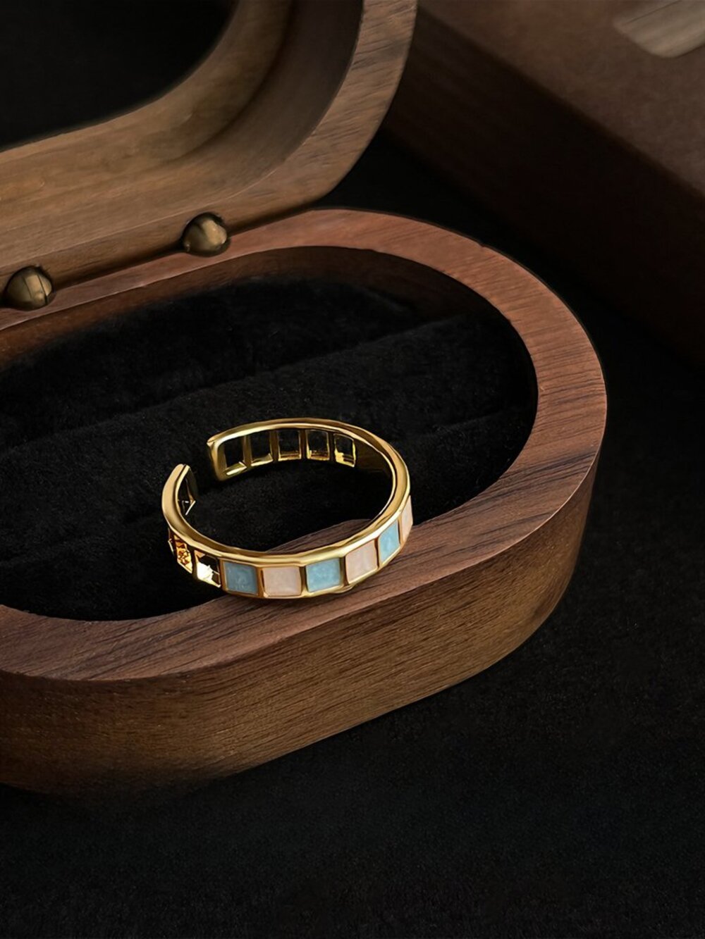 Gold Open Ring Adjustable Color Block Minimalist Band Ring Fashion Jewelry